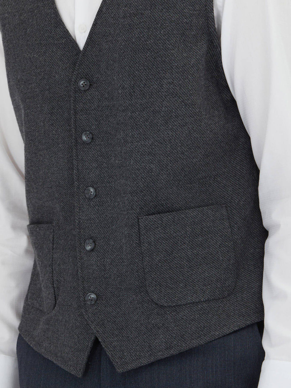 Klassische Weste in Hard Coal Slim Fit mit Schmetterlingskragen