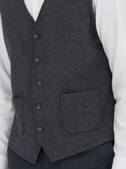 Klassische Weste in Hard Coal Slim Fit mit Schmetterlingskragen