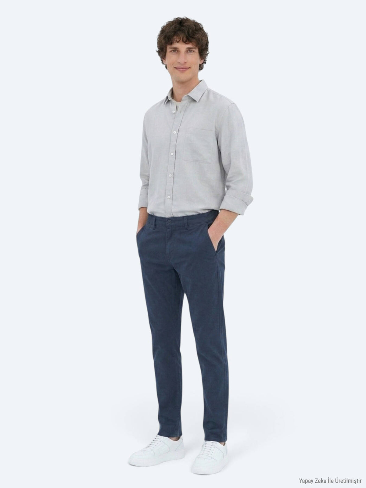 Navy Blaue Velours Sporthose, Slim Fit