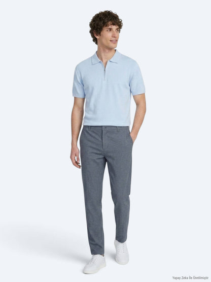 Marineblaue Regular Fit Casual Baumwollhose