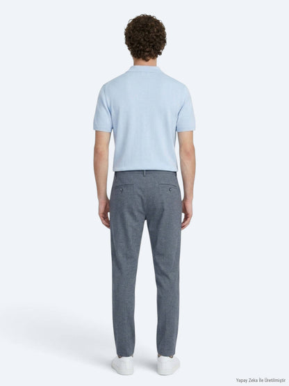 Marineblaue Regular Fit Casual Baumwollhose