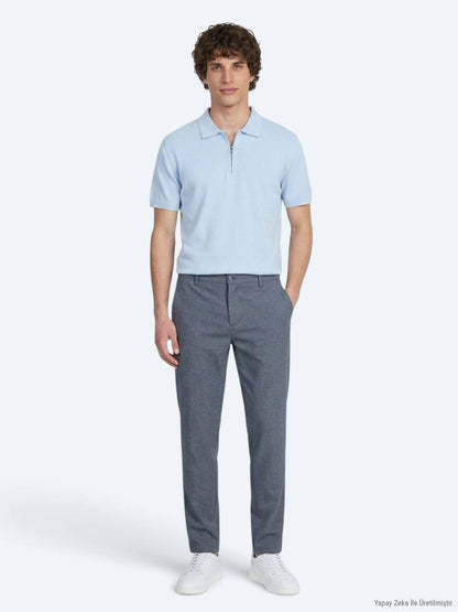 Marineblaue Regular Fit Casual Baumwollhose