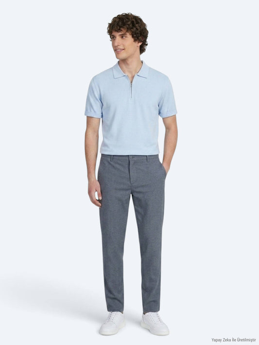 Marineblaue Regular Fit Casual Baumwollhose