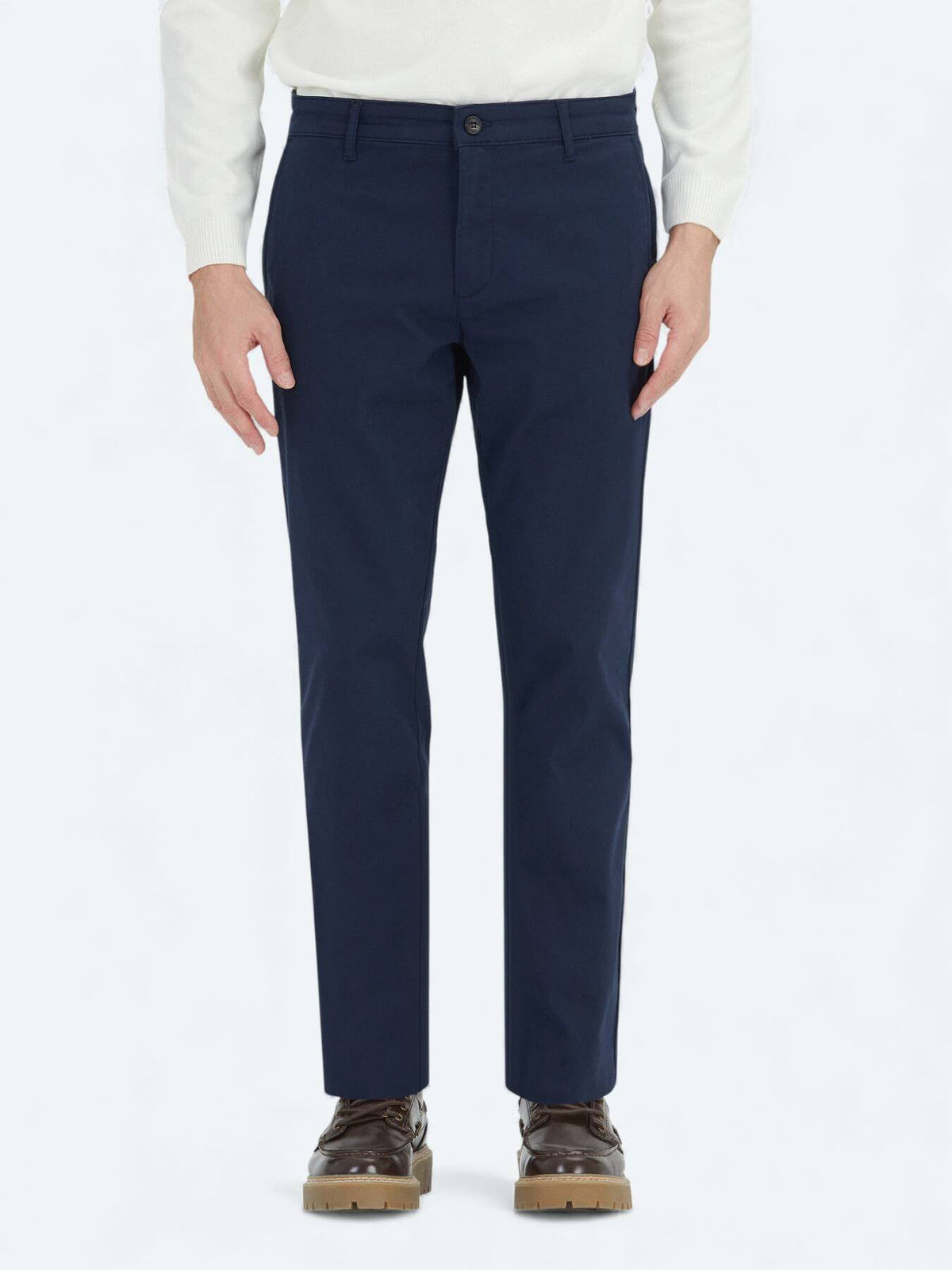 Marineblaue Regular Fit Casual Baumwollhose
