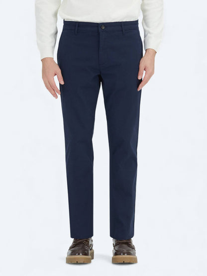 Marineblaue Regular Fit Casual Baumwollhose
