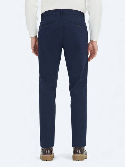 Marineblaue Regular Fit Casual Baumwollhose