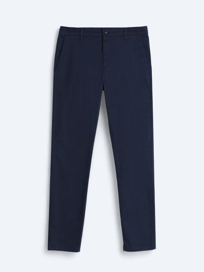 Marineblaue Regular Fit Casual Baumwollhose