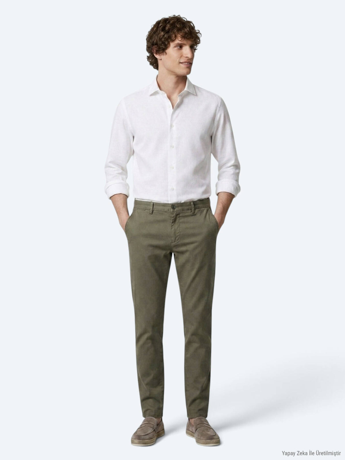 Helle grüne Velours Regular Fit Hose