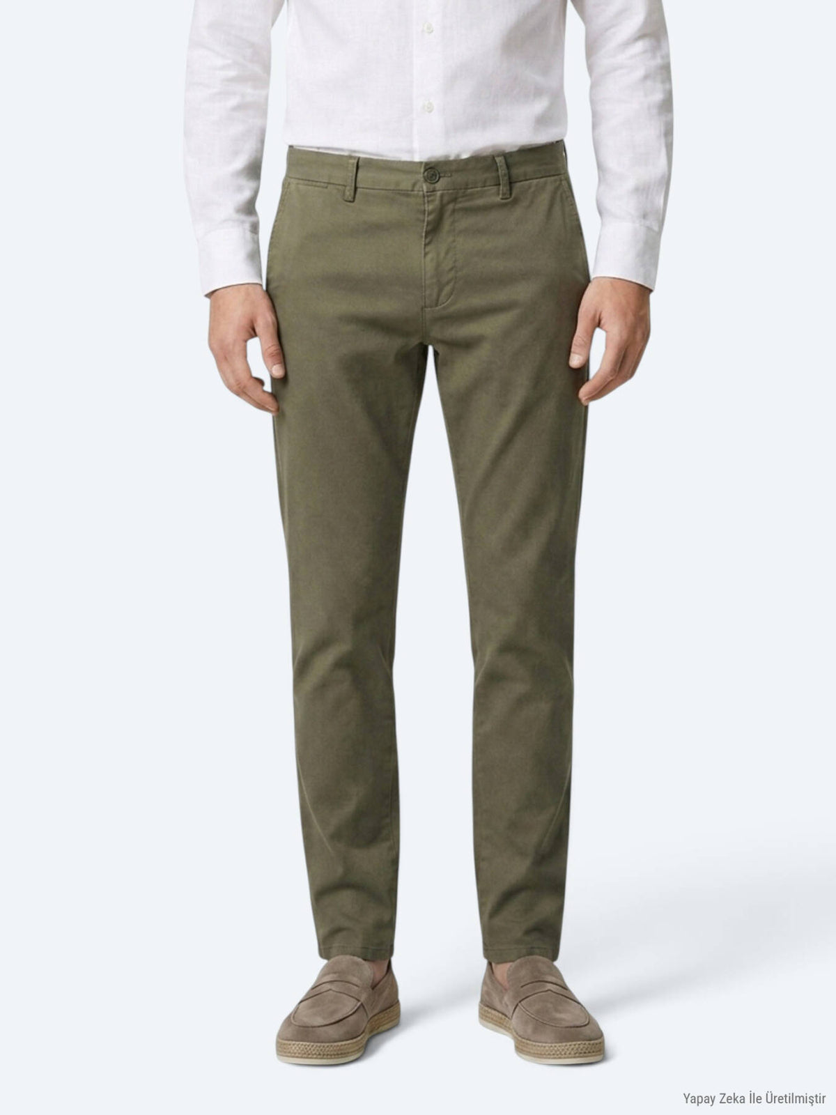 Helle grüne Velours Regular Fit Hose