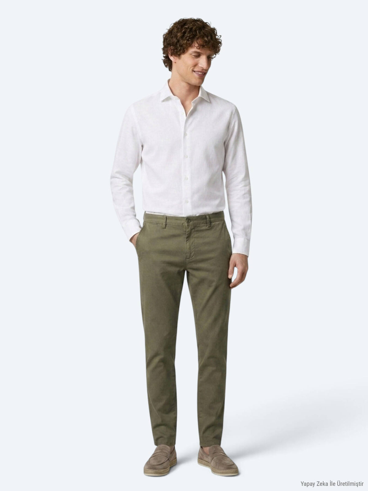 Helle grüne Velours Regular Fit Hose