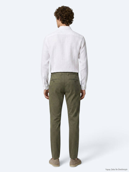 Helle grüne Velours Regular Fit Hose
