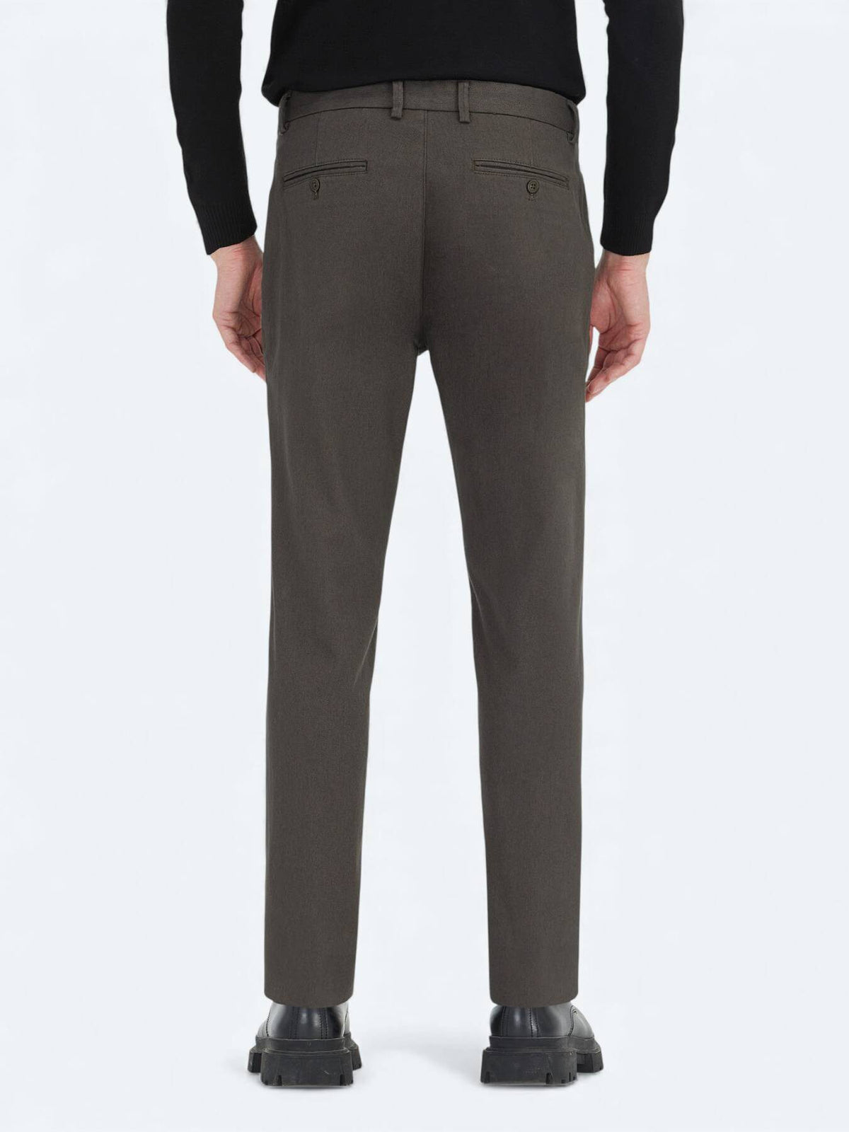 Khaki Regular Fit Casual Baumwollhose