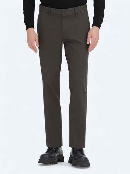 Khaki Regular Fit Casual Baumwollhose