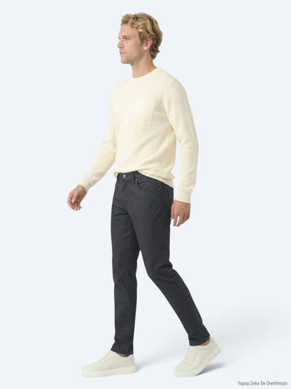 Schwarze Regular Fit Casual Baumwollhose