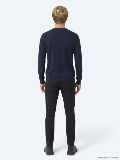Schwarze Slim Fit Denim-Hose aus Baumwolle