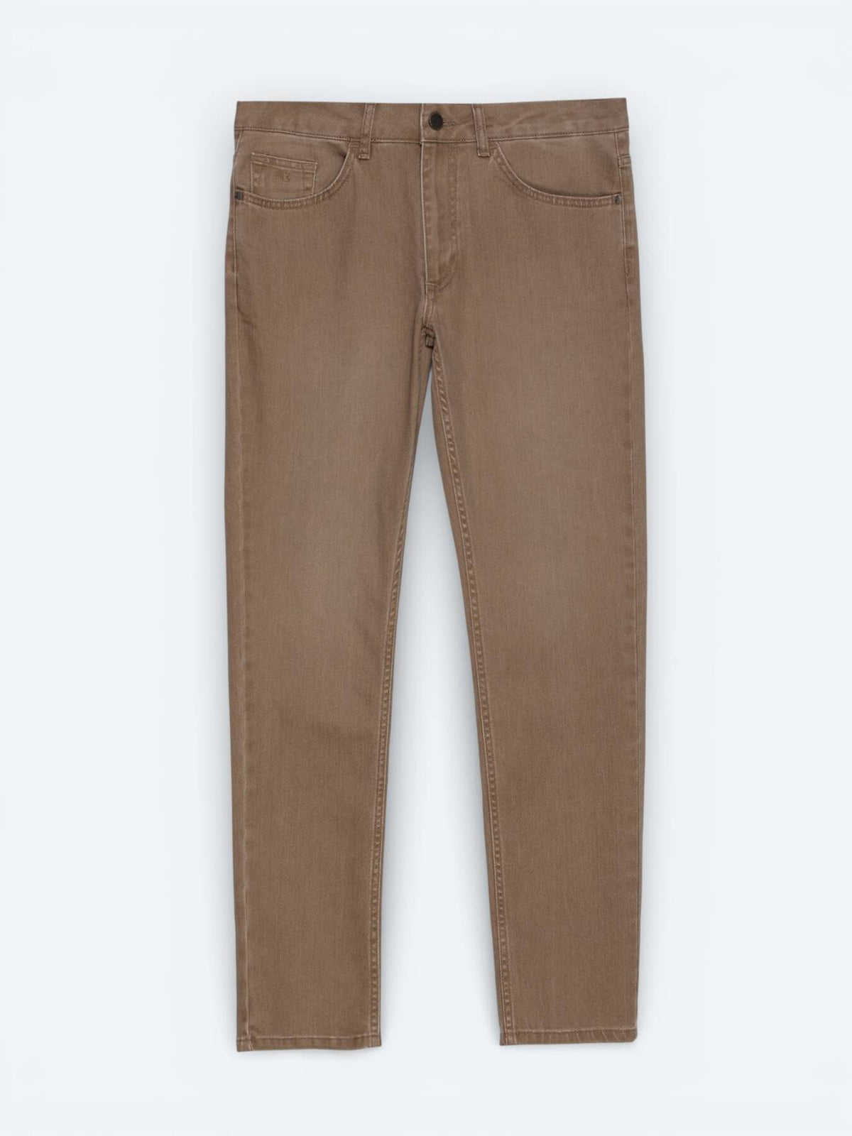 Senfgelbe, schmal geschnittene Jeans aus Baumwollmischgewebe