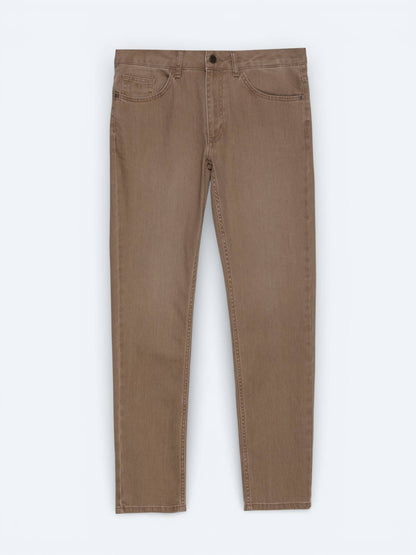 Senfgelbe, schmal geschnittene Jeans aus Baumwollmischgewebe