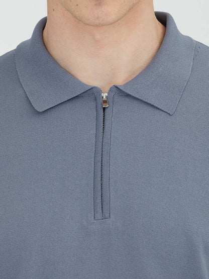Hellblaues Strick-Sweatshirt