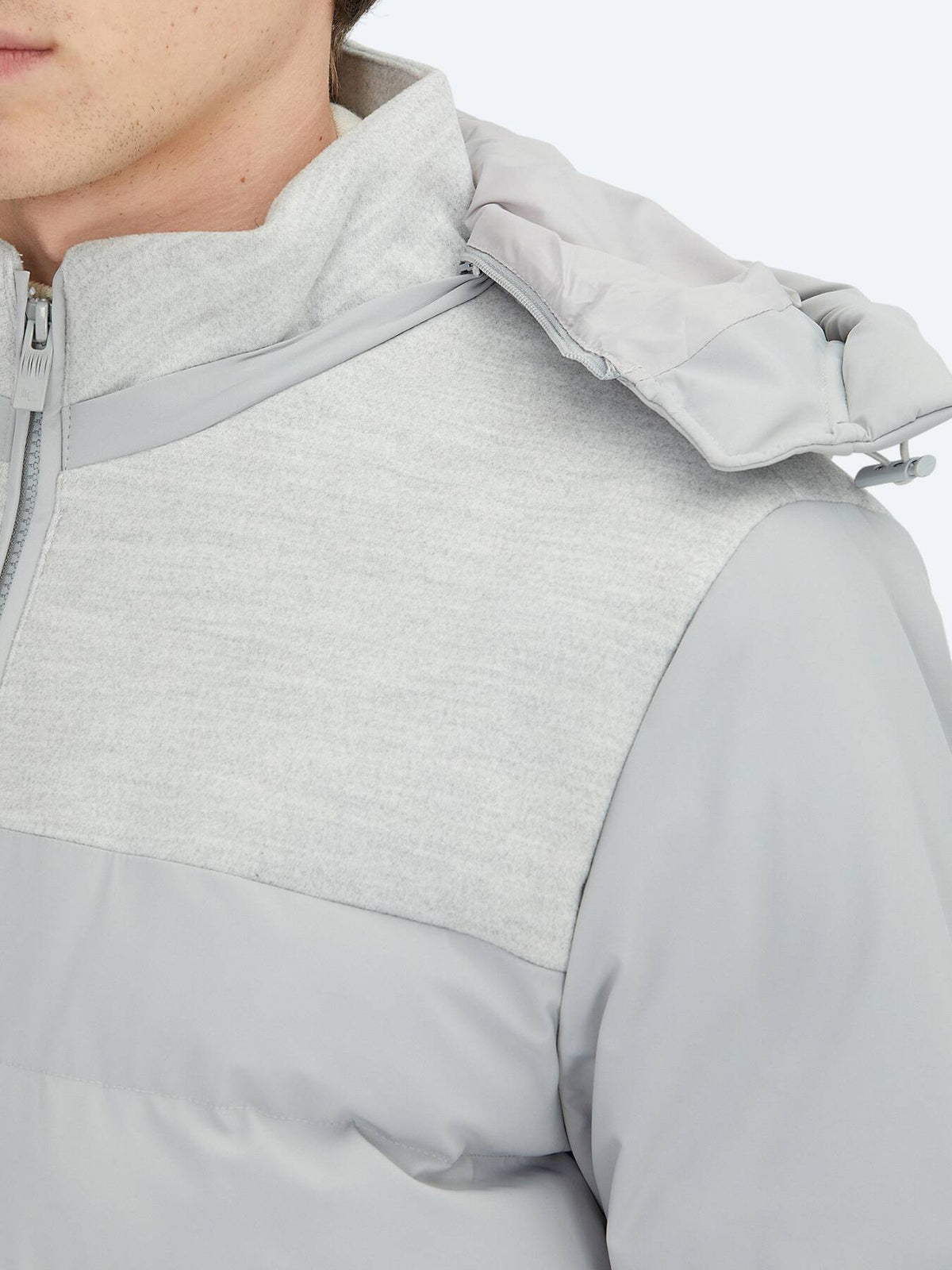 Hellgrauer Regular Fit Rollkragen Freizeitmantel