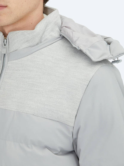 Hellgrauer Regular Fit Rollkragen Freizeitmantel