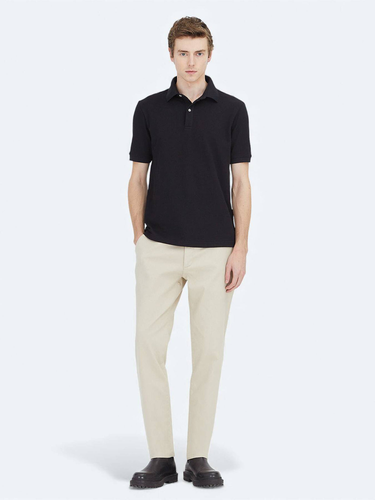 Schwarzes Polo-Shirt aus Baumwollmix