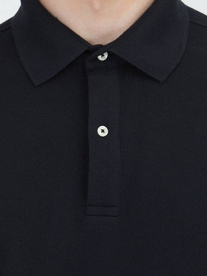 Schwarzes Polo-Shirt aus Baumwollmix