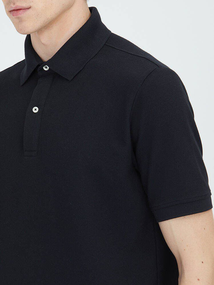 Schwarzes Polo-Shirt aus Baumwollmix