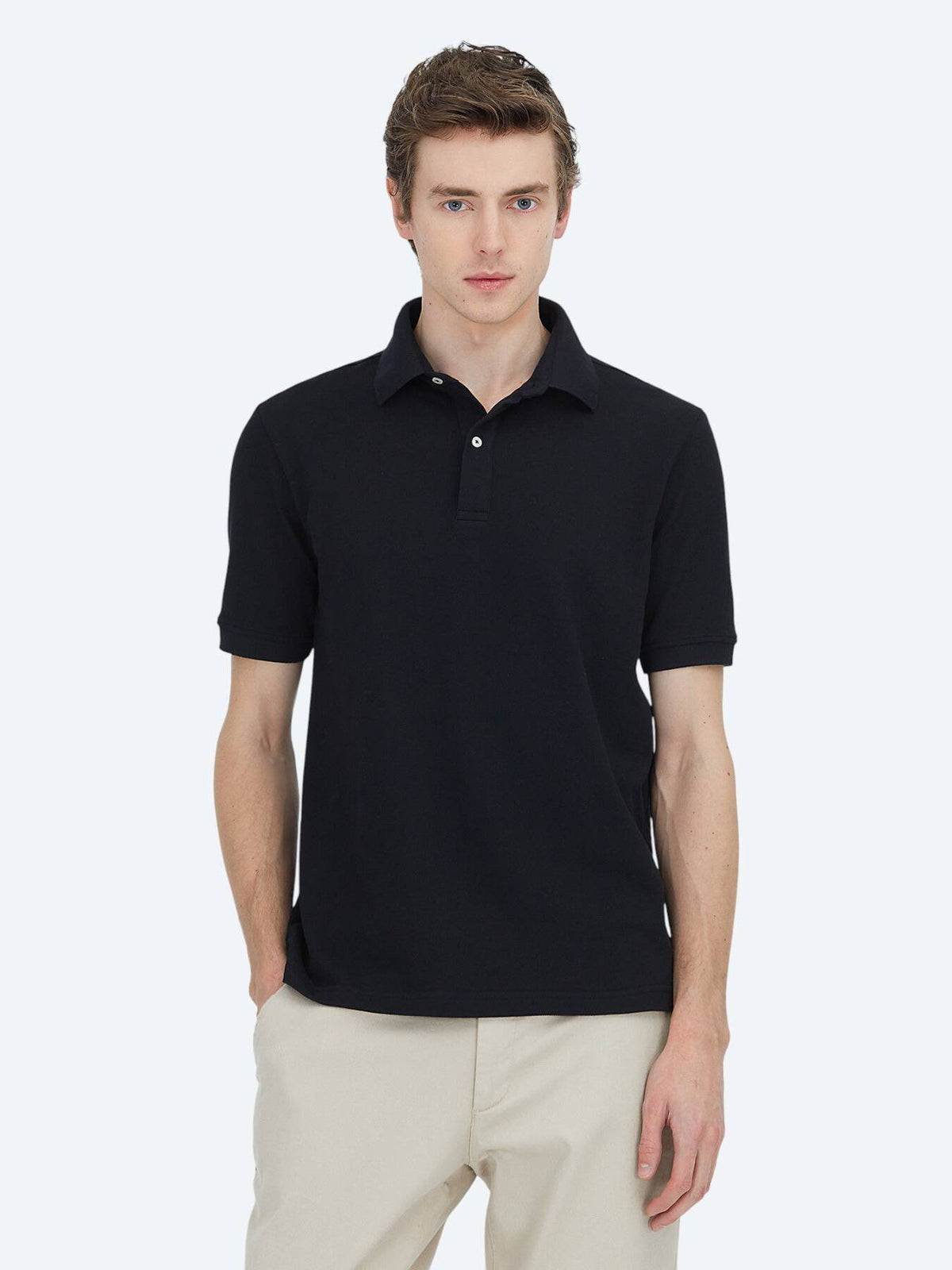 Schwarzes Polo-Shirt aus Baumwollmix