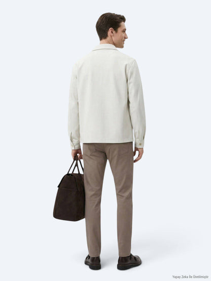 Beige Overshirt aus feinem Stoff