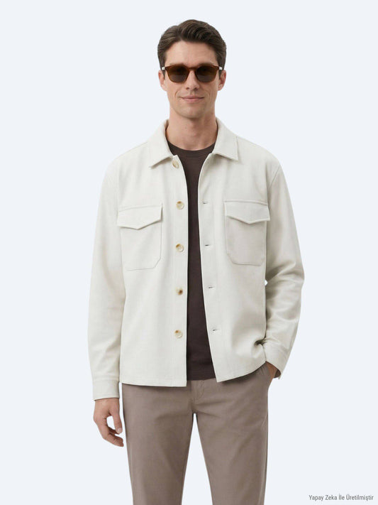 Beige Overshirt aus feinem Stoff