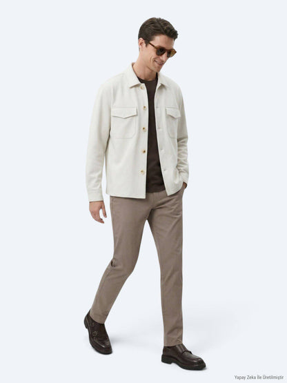 Beige Overshirt aus feinem Stoff