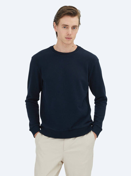 Marineblaues Sweatshirt mit Rundhalsausschnitt
