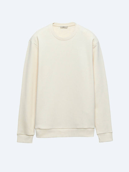 Ecrufarbenes Sweatshirt mit Rundhalsausschnitt