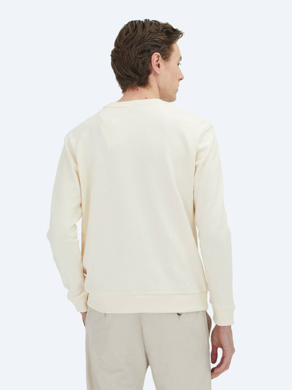 Ecrufarbenes Sweatshirt mit Rundhalsausschnitt