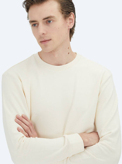 Ecrufarbenes Sweatshirt mit Rundhalsausschnitt