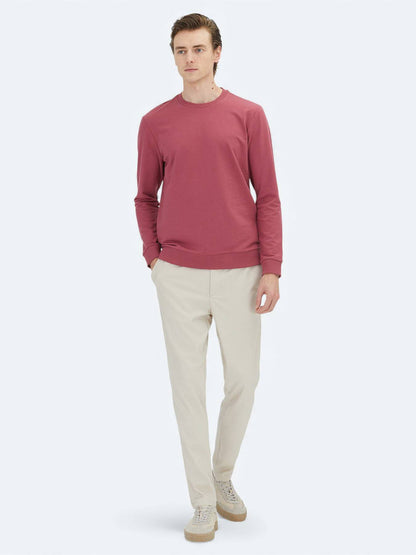 Sweatshirt mit Rundhalsausschnitt in Altrosa