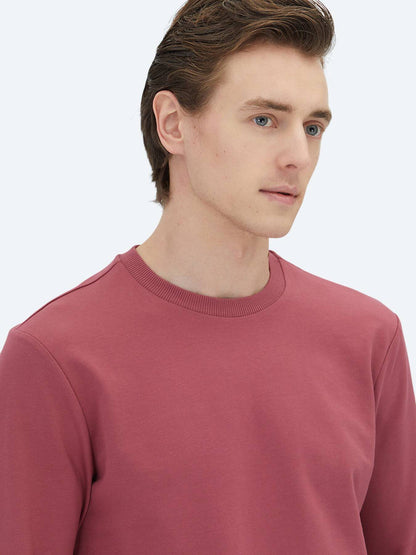 Sweatshirt mit Rundhalsausschnitt in Altrosa