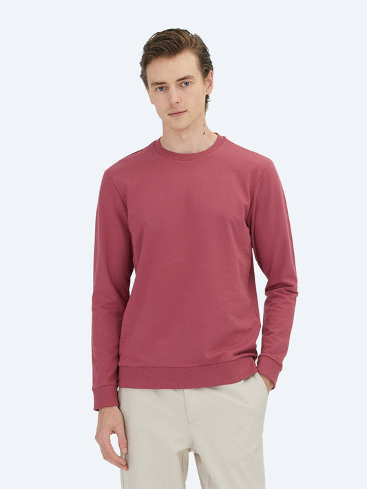 Sweatshirt mit Rundhalsausschnitt in Altrosa