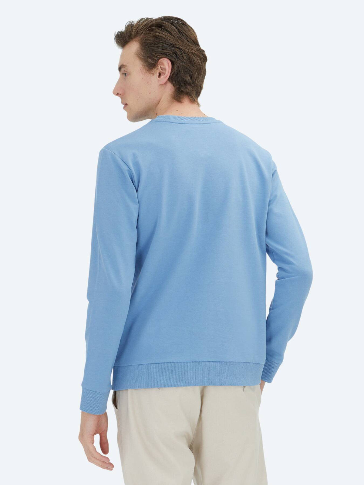 Blaues Sweatshirt mit Rundhalsausschnitt