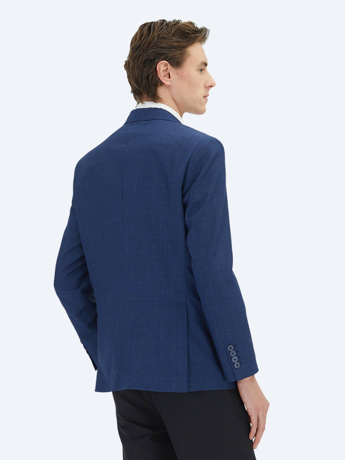 Blaue Micro-Jacke in moderner Passform aus 100 % Wolle
