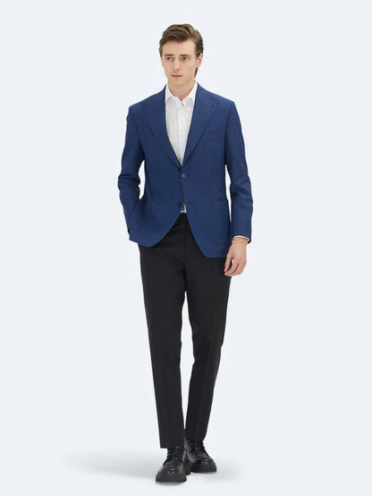 Blaue Micro-Jacke in moderner Passform aus 100 % Wolle