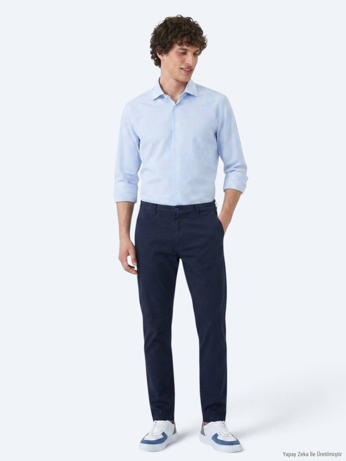 Marineblaue Freizeit-Hosen aus Baumwolle