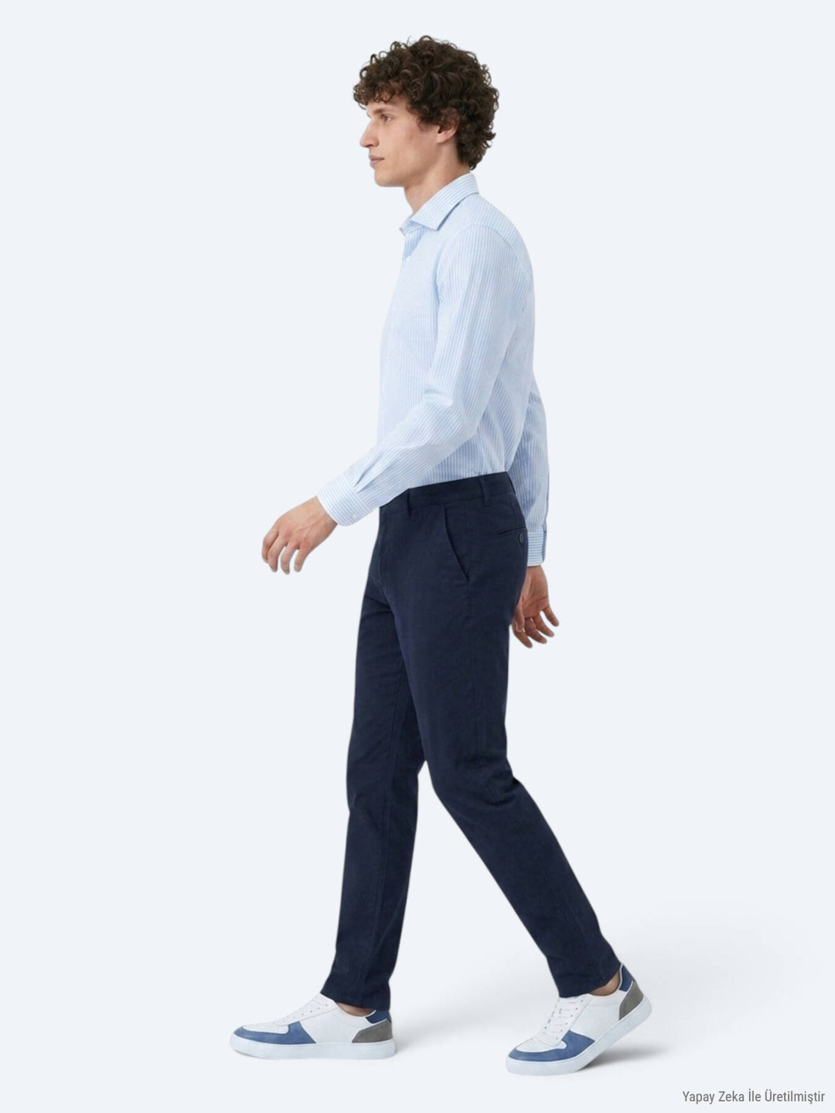 Marineblaue Freizeit-Hosen aus Baumwolle