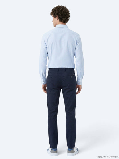 Marineblaue Freizeit-Hosen aus Baumwolle