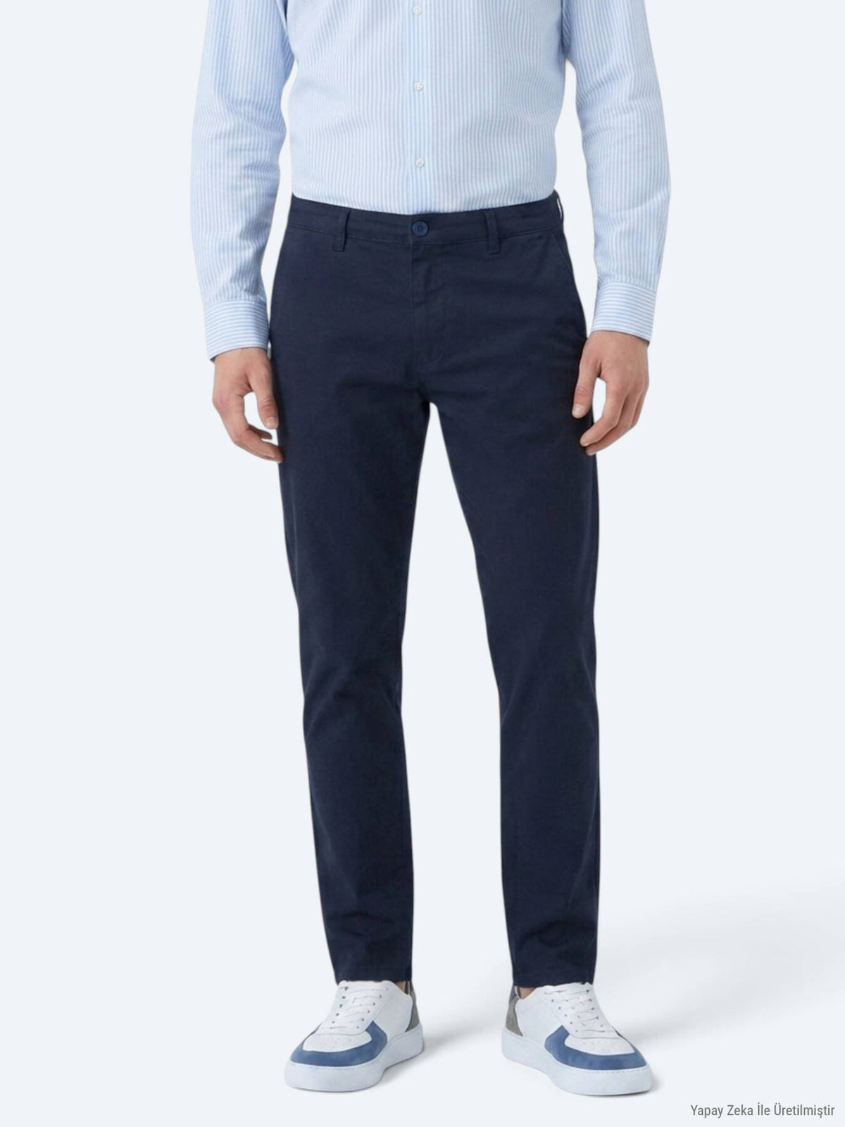Marineblaue Freizeit-Hosen aus Baumwolle