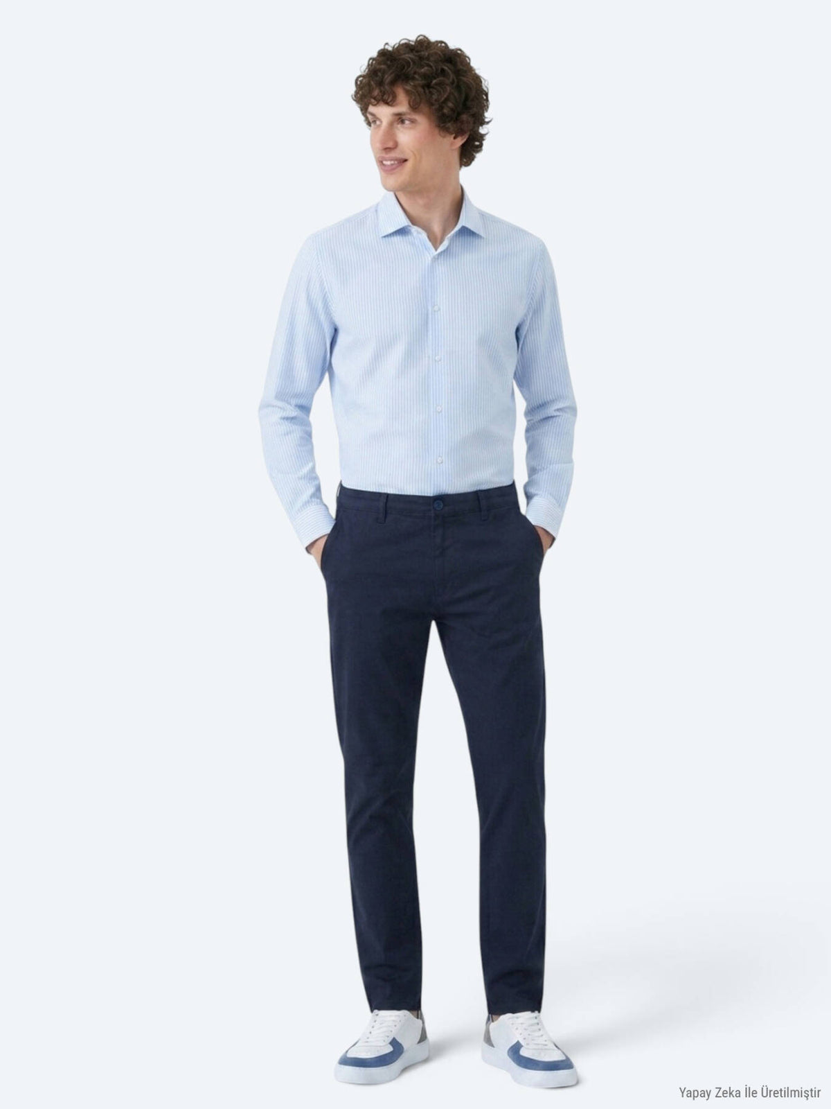 Marineblaue Freizeit-Hosen aus Baumwolle