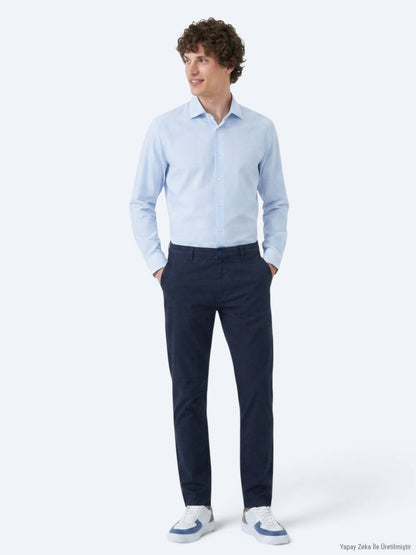 Marineblaue Freizeit-Hosen aus Baumwolle