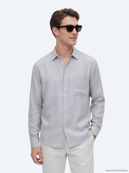 Graues Oversize Casual Hemd