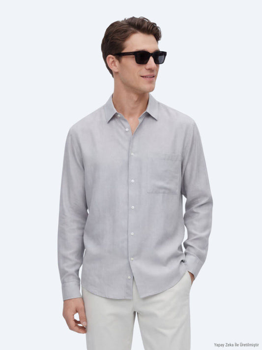 Graues Oversize Casual Hemd