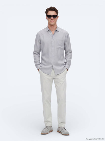 Graues Oversize Casual Hemd
